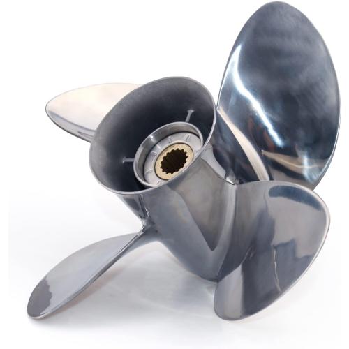 CAPTAIN 4 Blades Stainless Steel Boat Propeller fit Mercury, 13 Diameter x 19 Pitch, 15 Spline Tooth Outboard Engines Motor Prop, OEM RH Propellers for 40 50 70 Force 75 80 90 100 115 125 140 HP