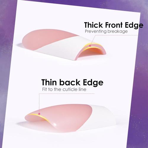 Canvalite French Tip Press on Nails - 300Pcs Pre-Colored Quick and Easy Press on Nails Long Square Fake Nails with Designs DIY Gel Nail Tips, Pink White