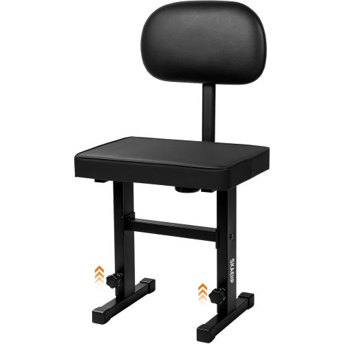 Piano Bench with backrest, Adjustable Music Keyboard Bench Stool Seat with Black Padded Cushion for Keyboard Piano, Professional Heavy Duty Piano Stool Chair with PU Leather for Musicians