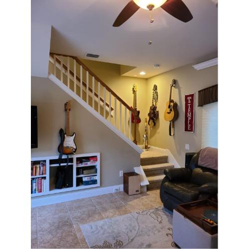 Guitar Wall Mount Hooks 2 Pack: Modern Design Guitar Hanger for Storage & Display. Heavy Duty Ply Wood Guitar Hook Holder for the Wall. Hangers Stand for Acoustic Guitars, Ukulele, Bass, Violin, Cello