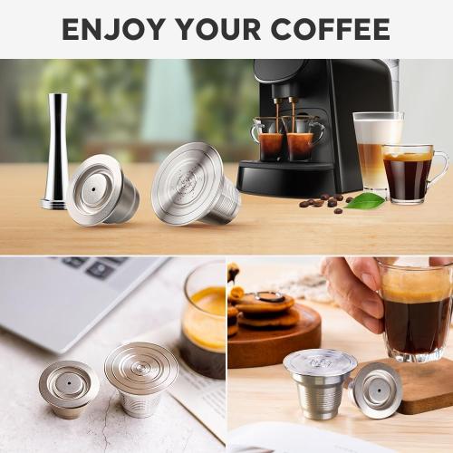 Reusable Stainless Steel Coffee Capsules Compatible with L'OR B-arista LM8012/60 -Refillable Metal Espresso Pods for L'or and N-espresso Machines, with Stainless steel spoon and tamper, 2pcs