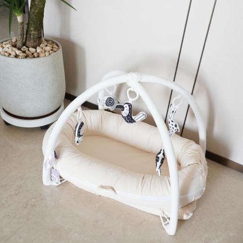 Deluxe Infant Lounger, Baby Nest Cover for Baby Girls & Boys, Newborn Essentials for Baby 0-12 Months, 100% Cotton (CreamyWhite   Play Arch)