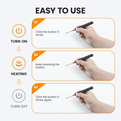 Cordless Soldering Iron Kit, ELMCONFIG 1100mAh USB Wireless Electric Soldering Gun Pen, Portable and Rechargeable for Home Appliance Repair, Electronic Components, DIY, Black