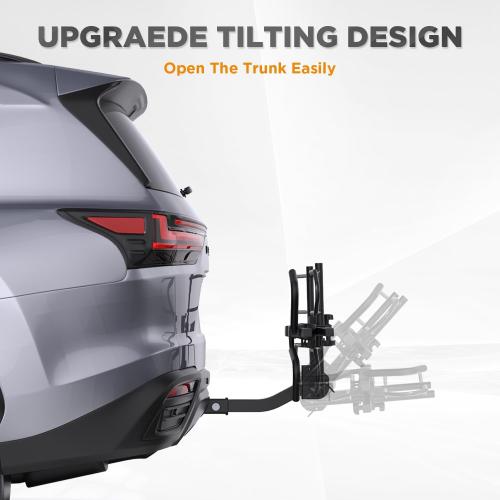 Black TANX Bike Racks for Ebikes,Fat Tire Bike Rack for Tow Hitch 2-Bike 160 lbs Capacity,Hitch Bike Rack for Heavy E Bike, Wobble Free Smart Tilting Folding Bicycle Car Racks for Standard, 2 inch Receiver