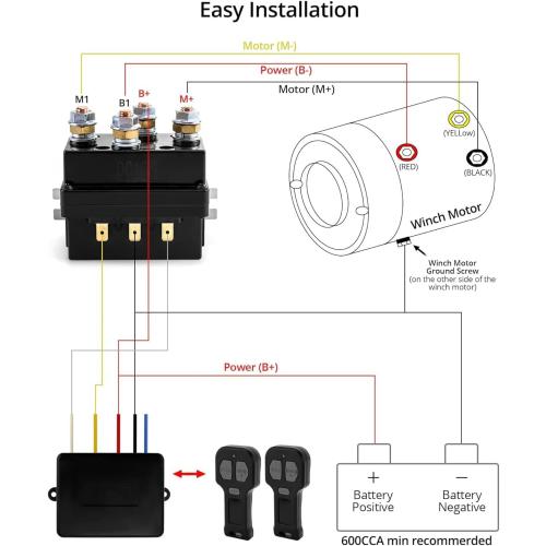 QWORK Solenoid Relay, 12V 250A Winch Relay Solenoid Replacement Contactor for 3000-5000lbs ATV UT Winch Control