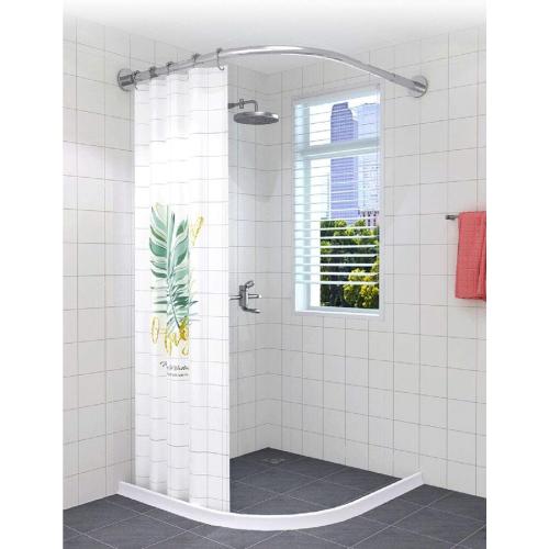 Corner Shower Curtain Rod Adjustable Stainless Steel L Shaped Rack Drill Free Install for Bathroom, Bathtub, Clothing Store (35.5-51.2 x 35.5-51.2)