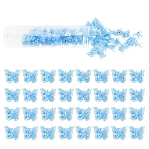 Ahoney Mini Butterfly Hair Clips for Hair with Box Glitter 90s Y2k Hair Accessories for Girls Women (Blue)