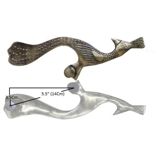 eSplanade - Designer Peacock Shape Brass Door Handles (2 pcs) | Handlesets | Door Decor | Pair of Brass Door Handles Door Pulls (13 Inches)