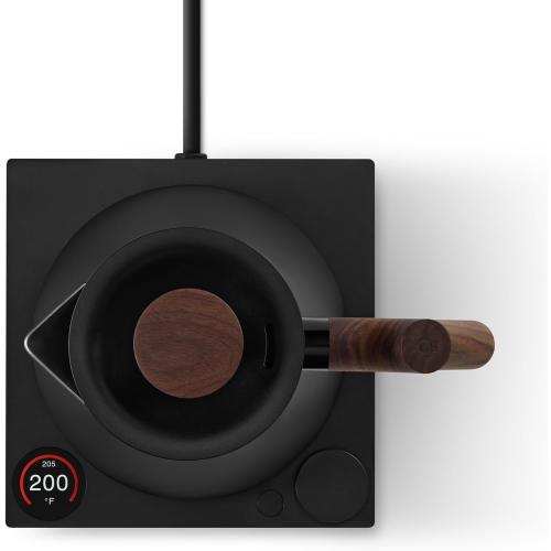 Fellow Corvo EKG Pro Electric Tea Kettle - Quick Heating, Precise Temperature Control Electric Kettle, Scheduling, Built-in Brew Timer for Boiling Water - Matte Black with Walnut Handle - 0.9 Liter