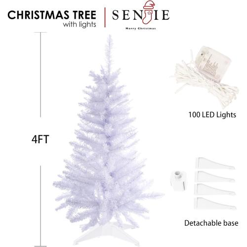 Small Christmas Tree 4FT Artificial Mini Xmas Tree for Holiday House Decor,White