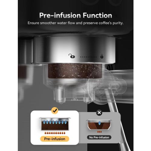 Neretva Espresso Machine 20 Bar, Super Compact Espresso Maker Stainless Steel Professional Coffee Machine Espresso with Power Steam & LED Display for Home Barista Latte and Cappuccino Maker-Silver
