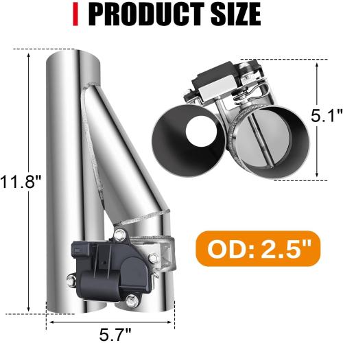 2.5 Inch Electric Exhaust Cutout with Elbow Valved Muffler Valvetronic Exhaust Valve Kit