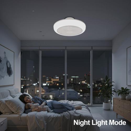 Bladeless Ceiling Fan with Light and Remote Fandelier Caged Low Profile Smart Ceiling Fan Light with Nightlight 2700K-6500K, Flush Mount Fan Light with Remote/APP Control