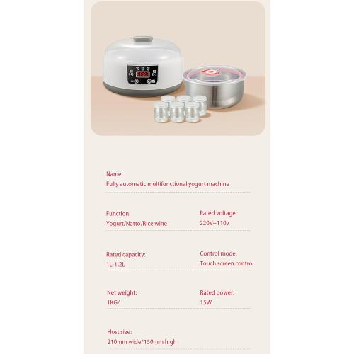 Yogurt Maker with 5 Glass Jars 1.2L Automatic Yogurt Maker with Temperature Control 36-Hour Fermentation Stainless Steel Design Suitable for Homemade Greek and Vegan Yogurt