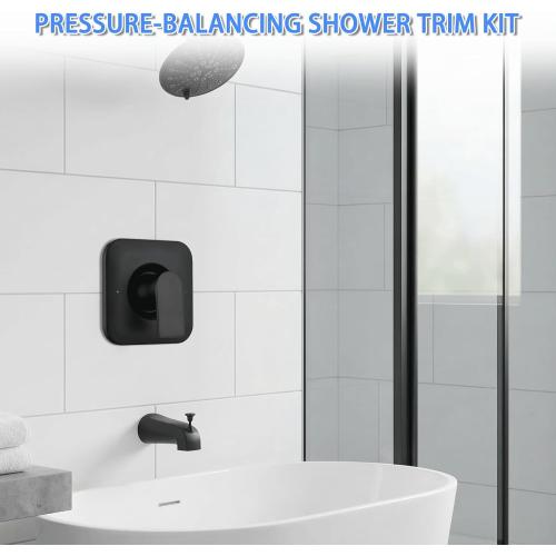 Shower Handle Replacement for Moen T2471BL Genta LX Posi-Temp Valve Trim Kit, Fits 2510 2520 2570 2590 Valves, Matte Black Shower Trim Kit Shower Lever Handle (Valve Not Included)
