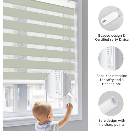 Foiresoft Standard Zebra Roller Blinds [W 36 x H 64inch, White, Basic], Light Filtering Dual Layer Window Shades, 13 Colors, Customizable Options