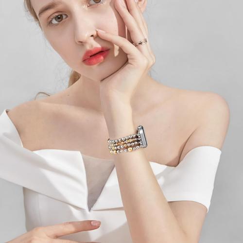 KOREDA Beaded Bracelet Compatible for Apple Watch Band 38mm 40mm 41mm 42mm 44mm 45mm 46mm Series 11 10 9 8 7 SE Women, Fashion Cute Handmade Elastic Beads Stretch Strap for iWatch Series 6/5/4/3/2/1