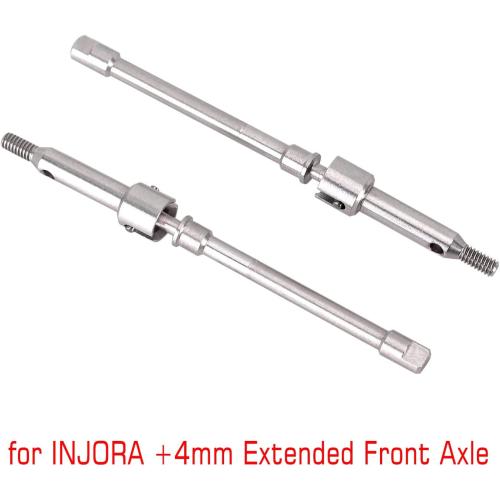 INJORA Steel 4mm Extended Dogbone Axle Shaft SCX24 Aluminum Axles Replacement（Front）