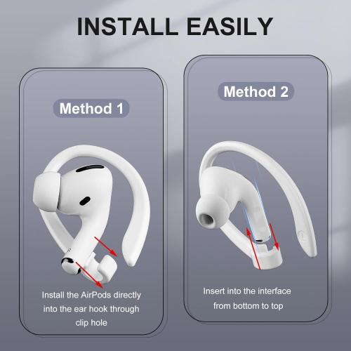 2 Pairs AirPods Ear Hooks for AirPods Pro 2, Pro, 4, 3, 2 & 1 - Upgraded Anti Slip Sports Clip Hooks - White