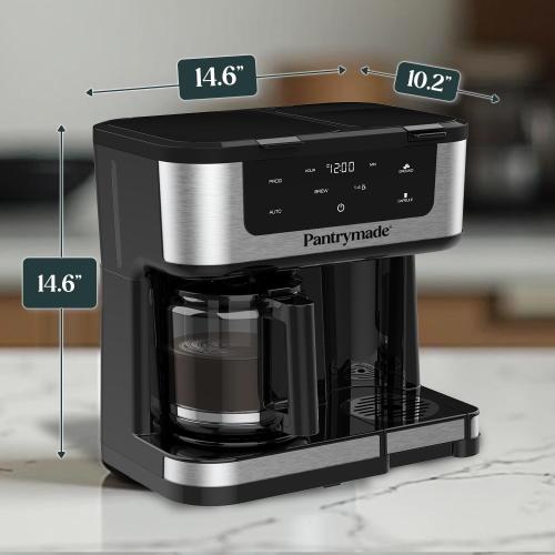 Black Deluxe 12-Cup Coffee Maker & Single Serve Brewer – Programmable, K-Cup Compatible, Adjustable Brew Size, Glass Carafe, Auto Shut-Off - Ideal for Home or Office