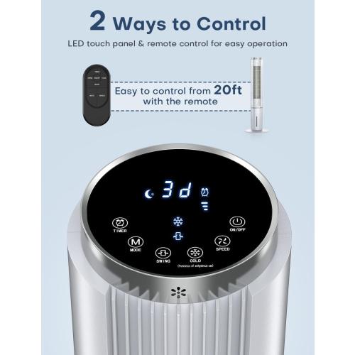 Black 42 INCH Portable Air Conditioners w/LED Touch Screen, 4 Mode&3 Speed,1-Gal Tank for 15H Cooling Evaporative Air Cooler,12H Timer, No Hose No Window Needed, 90° Oscillating AC Unit for Bedroom