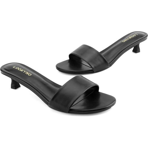 Size 37 Womens Heeled Sandals Open Round Toe Kitten Low Heels for Women Slip on Slide Sandals Mule Heels Fashion Comfort Dress Party Shoes