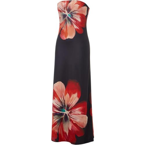 Size S ...Women's Floral Maxi Tube Dress Aesthetic Y2K Bodycon Strapless Maxi Dress Coquette Going Out Streetwear Outfit