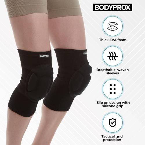 Black Bodyprox Protective Knee Pads, Thick Sponge Anti-slip, Collision Avoidance Knee Sleeve