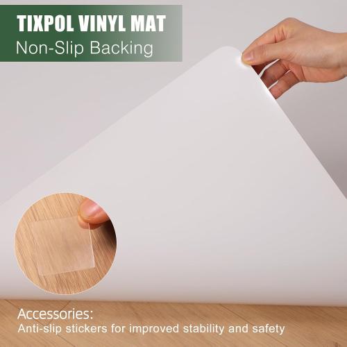 Vinyl Mat, 6' x 4' Hallway Runner Rug, Area Rug for Living Room Bedroom, Slip Resistant Floor Protector Desk Chiar Mat for Hard Floors, White