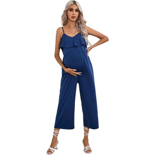 Size 1XL FUNJULY Maternity Jumpsuit Women's V Neck Short Sleeve Casual Jumpsuit High Waist Nursing Romper with Belt
