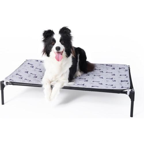 Forher Assemblable Metal Frame Puppy Elevated Dog Bed, Portable Dog Bed, Easy to Clean, Breathable mesh, Puppy cat Bed, Indoor and Outdoor use, Travel, Camping，pet Bed Off The Ground,XL-Black…