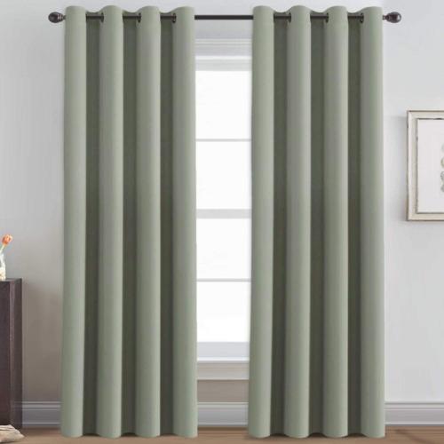 H.VERSAILTEX Window Treatment Curtains/Drapes Blackout for Bedroom Room Darkening Thermal Curtains for Living Room Noise Reducing Sound Proof Solid Grommet Curtain (One Panel, Light Sage, 52W x 84L)