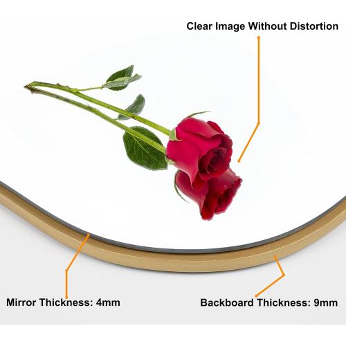 BOMINICA Irregular Wall Mirror Asymmetrical Mirror, Decorative Wall Mirror Golden Wood Framed, Wall Mounted Mirror for Bathroom Living Room Entryway Bedroom Hallway (Gold, 19.5 x 33.5)