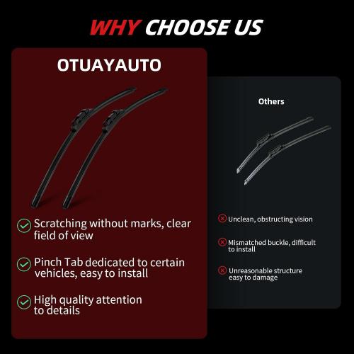 Windshield Wiper Blades Replacement for 2007-2013 Chevy Silverado | 1500/2500HD/3500HD Tahoe Suburban Avalanche GMC Sierra Yukon OTUAYAUTO All-Weather Performance 22 22 Wipers (Pack of 2)