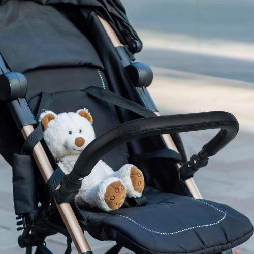 Kisangel Replacement Stroller Bumper Bar Universal Adjustable Detachable Baby Stroller Handle Armrest Crossbar Compatible with Most Baby Strollers Pu Leather Soft Durable