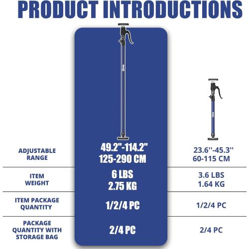 XINQIAO Cabinet Jacks for Installing Cabinets, Heavy Duty Third Hand Tools Adjustable Support Pole from 49.2 in to 114.2 in, 4 PCS