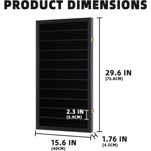 DisplayGifts Military Challenge Coin Display Case Poker Chips Holder Wall Cabinet Rack 29 X 16 Compatible with Army Navy Air Force Marine Corps Challenge Coins
