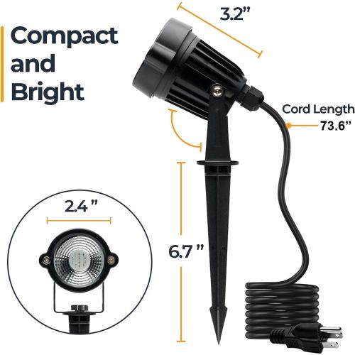 Outdoor Spotlights, Yard Spot Lights with Timer, 5W 120V RGB Colored Waterproof Memory Dimmable LED Landscape Light with Spiked Stand for Yard Lawn Pathway Tree Garden (4 Pack)
