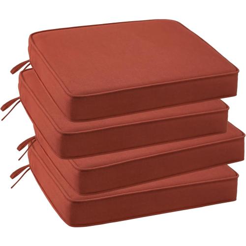 Outdoor Sunbrella Square Corner Seat Cushion, 19x19x3, Set of 4, Non Slip Seat Cushion Pads with Removable Cover for Patio Furniture, Garden Yard Lawn, Spectrum Grenadine