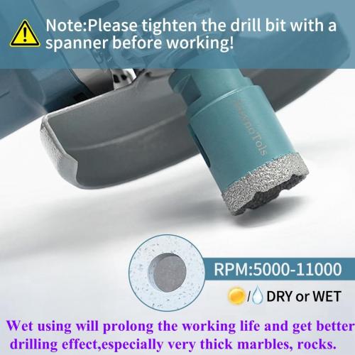 JeeynoTols Diamond Core Drill Bits Set 9pcs(4/5,1,1-3/8,2,2-1/2,4 Drill Bit 2 Beveling Chamfer Bit 2 Adapter) for Ceramic,Tile,Marble,Porcelain for Drilling,Shape,Enlarge,5/8-11 Thread