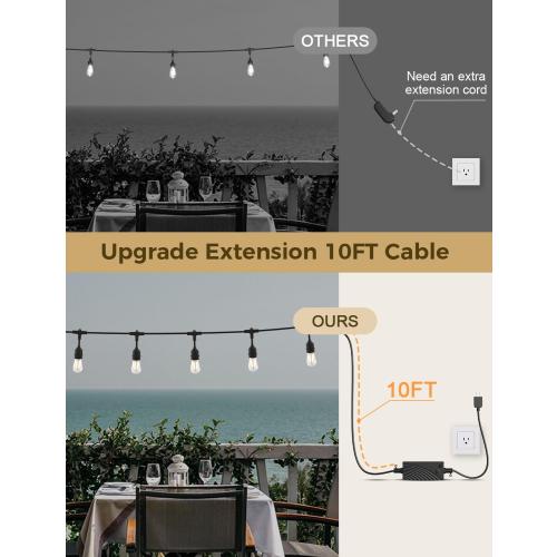 XMCOSY  Smart Outdoor String Lights, 123Ft LED Patio Lights Waterproof IP65, App Control, Compatible with Alexa, Dimmable Edison Bulbs Outdoor Light for Yard Porch Bistro Outside