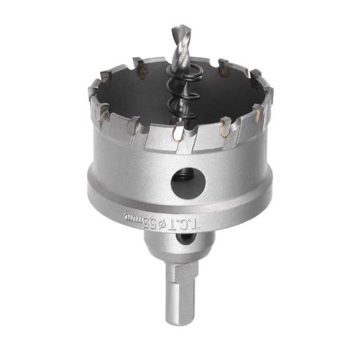 55mm TCT Hole Saw, 2-3/16” Cutting Diameter Tungsten Carbide Tipped Hole Cutter Opener, for Stainless Steel Metal Plate Aluminum