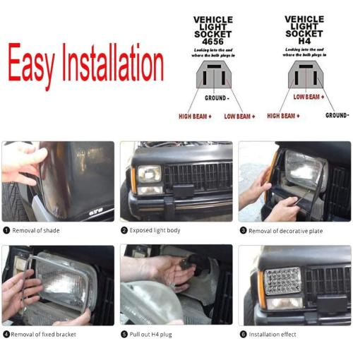 AMUNIESUN 4PCS 4X6 Inch LED Halo Headlights Sealed Beam DRL Turn Light Compatible With Chevy Suburban C10 C20 K10 K30 K5 Blazer (1981-1987) H4651 H4642 H4652 H4656 H4666 H4668 H6545 Replacement