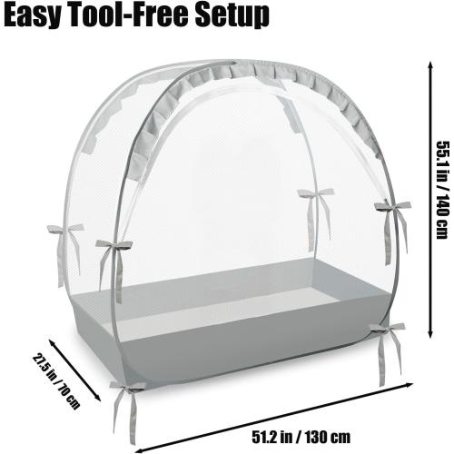 PandaEar Pop Up Crib Tent to Keep Baby from Climbing Out, Breathable Crib Net Mesh Canopy, Babies Crib Cover with Zipper, Easy Installation (Grey)