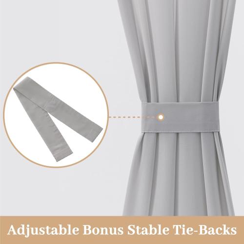 MIULEE Non-See-Through French Door Curtains for Door Window, Privacy Light Filtering Sheer Curtains for Decoration, Window Drapes with Rod Pocket and Tie Back, Grey, 26 x 72 inches, 2 Panels