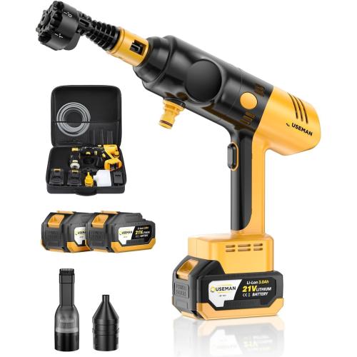 Car Vacuum Portable Cordless - CarCraftKit 3-in-1 Kit, Pressure Washer, Air Duster, with 2x25000mAh Battery, 20000PA Car Vacuum Cleaner, 10000 RPM Air Duster, 280 PSI High Power Pressure Washer Easy