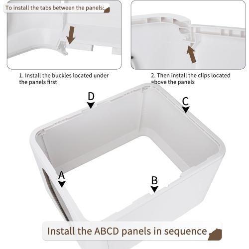 RIZZARI Large Enclosed Cat Litter Box : Covered Leak-Proof Reduces Odor - for Indoor Use Cat Owners (White)