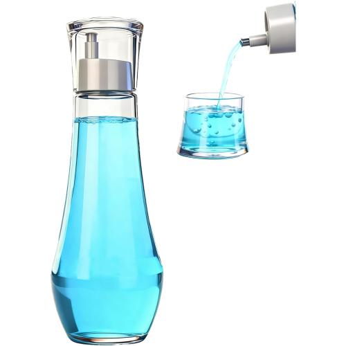 LGURT 9oz Glass Mouthwash Dispenser — Decanter Bottle with Rinse Cup
