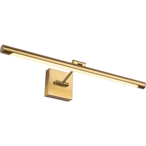LED Picture Light Fixtures 24.4 Inches, Full Metal Artwork Wall Lamp with Single Swing Arm, 14W (70W Eqv.), Hardwired Connection, Dimmable, 3000K Warm White, CRI95 , Golden-Like Brass Finish