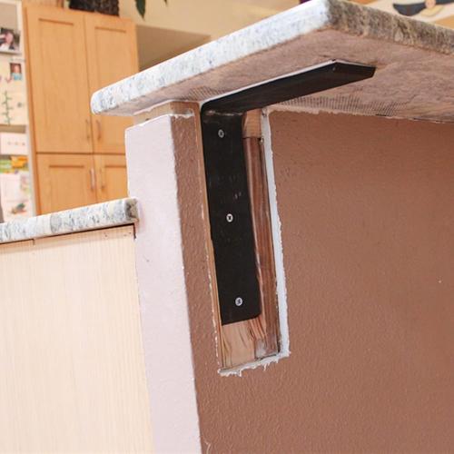 WINKER Countertop Support Bracket 6 Pack Heavy Duty 3/8 Thick Hidden L Shelf Bracket 10 x 6 x 2.5 Metal Corbels for Quartz/Granite/Wood/Concrete/Laminate Countertops, Black